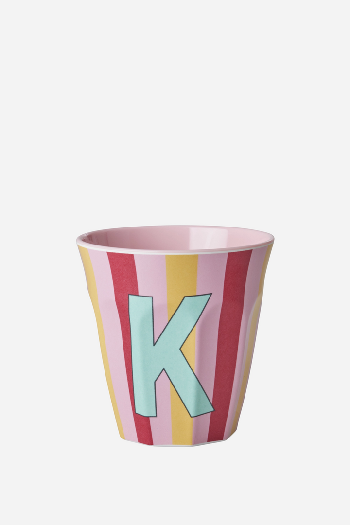 Striped Melamine Cup / Letter K