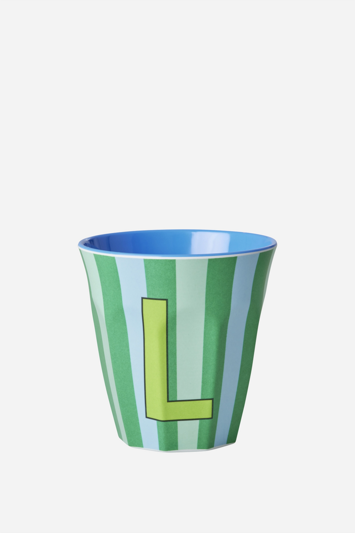 Striped Melamine Cup / Letter L