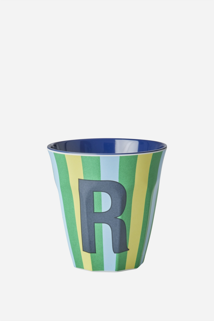 Striped Melamine Cup / Letter R