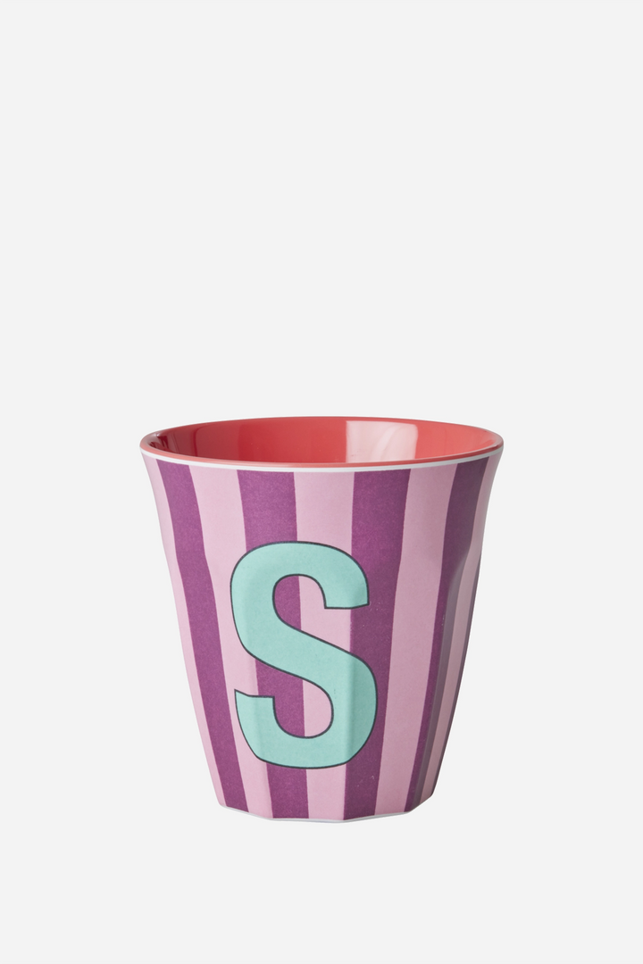Striped Melamine Cup / Letter S