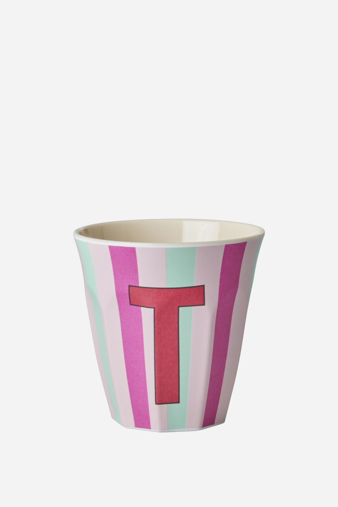 Striped Melamine Cup / Letter T