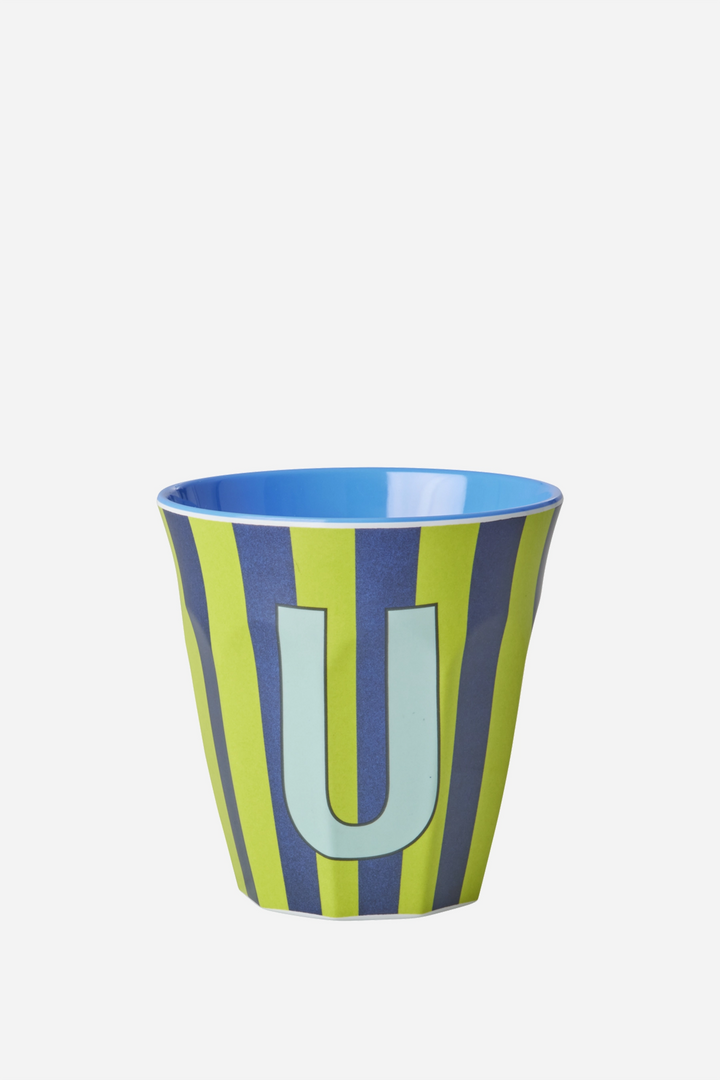 Striped Melamine Cup / Letter U