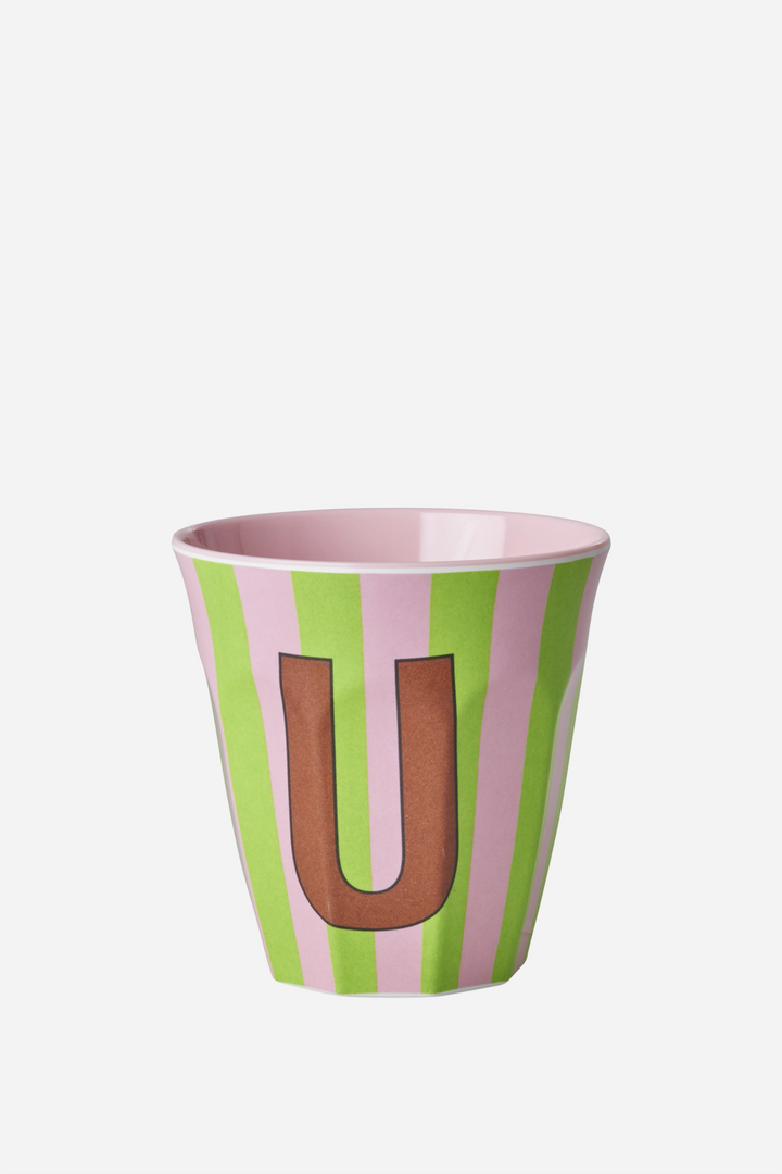 Striped Melamine Cup / Letter U