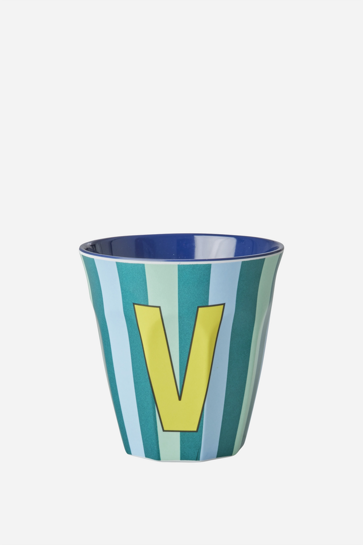 Striped Melamine Cup / Letter V