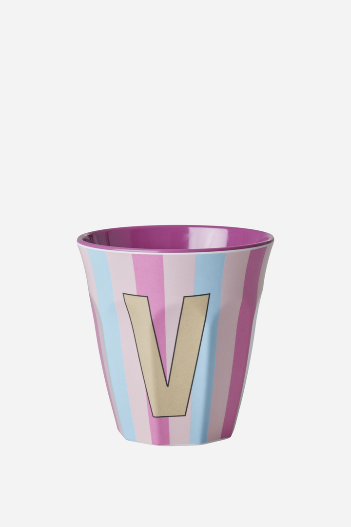 Striped Melamine Cup / Letter V