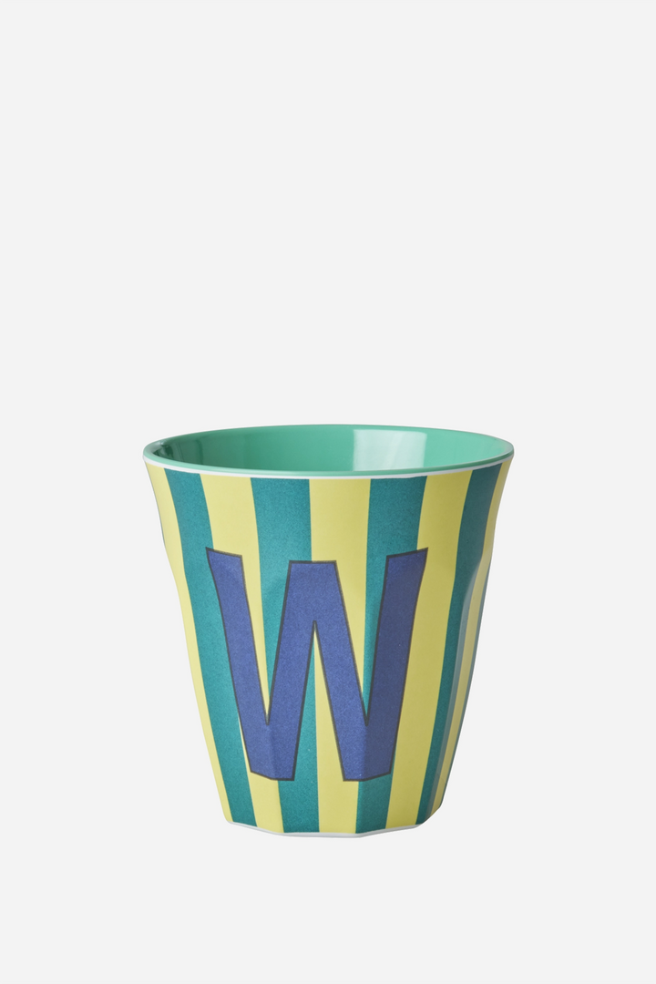 Striped Melamine Cup / Letter W