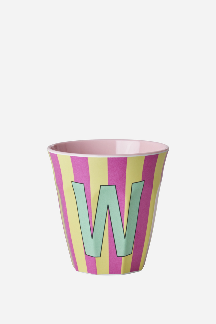 Striped Melamine Cup / Letter W