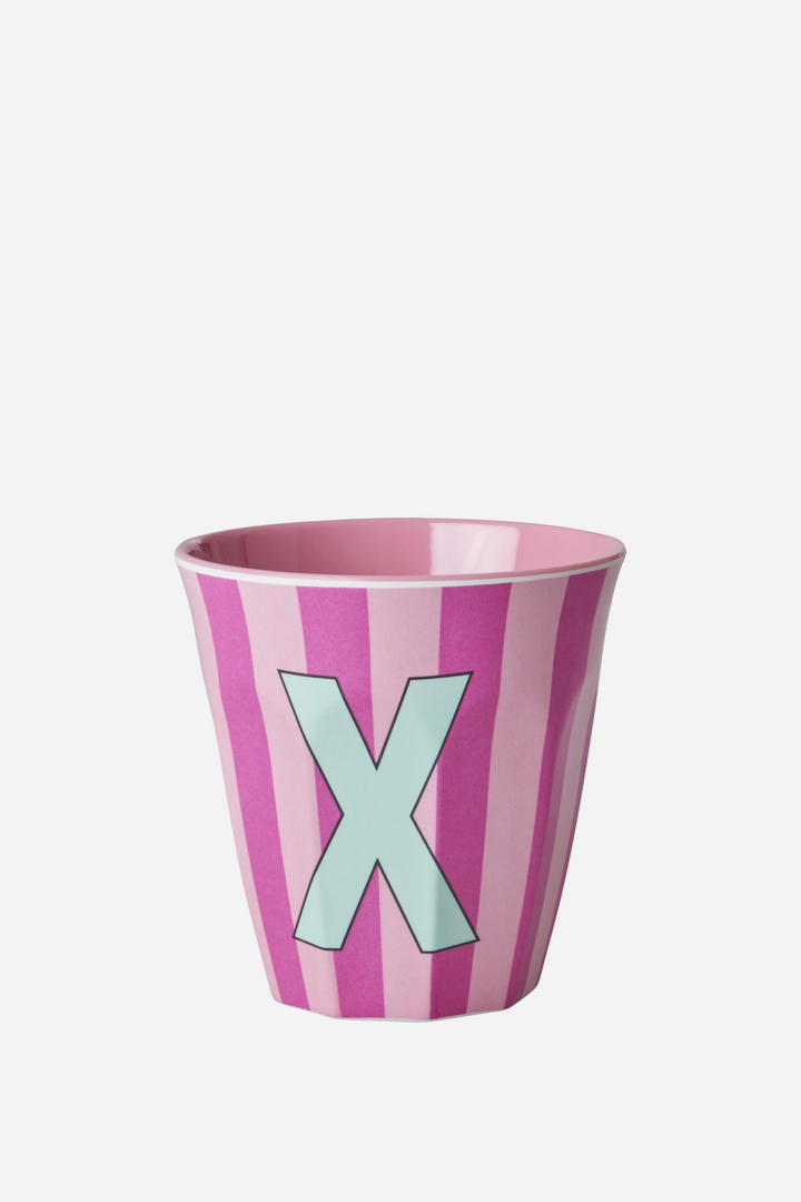 Striped Melamine Cup / Letter X