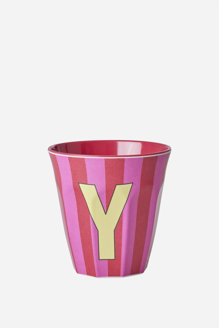 Striped Melamine Cup / Letter Y