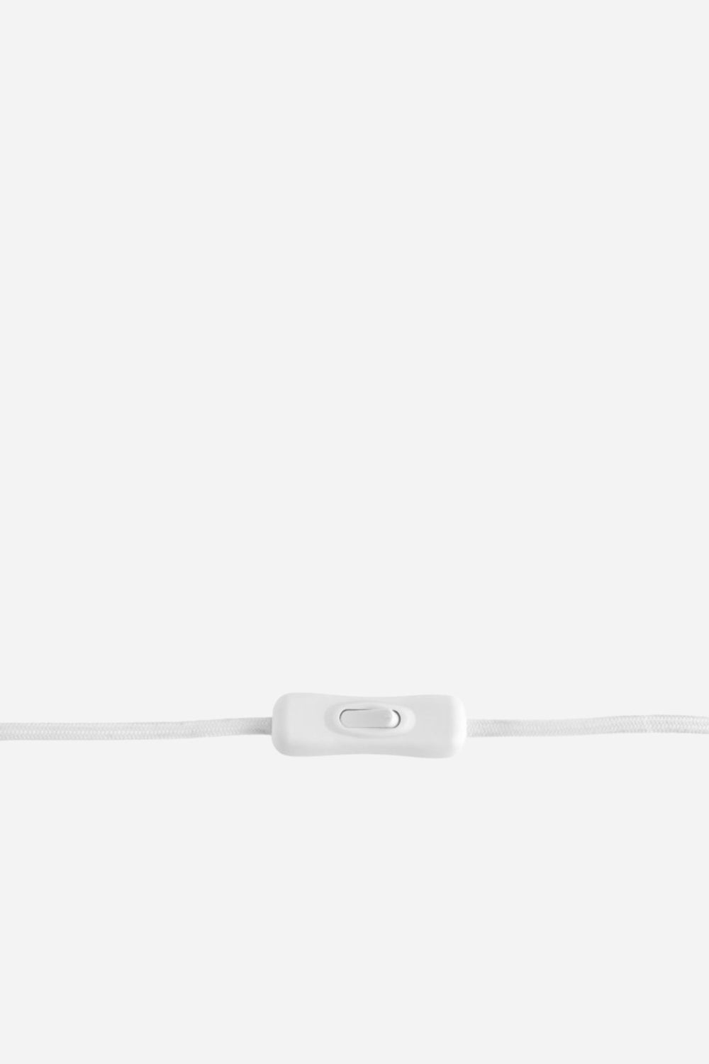 White cable with a plug on a light gray background