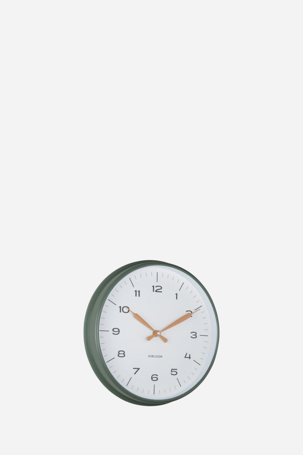 Green clock in front of white back round