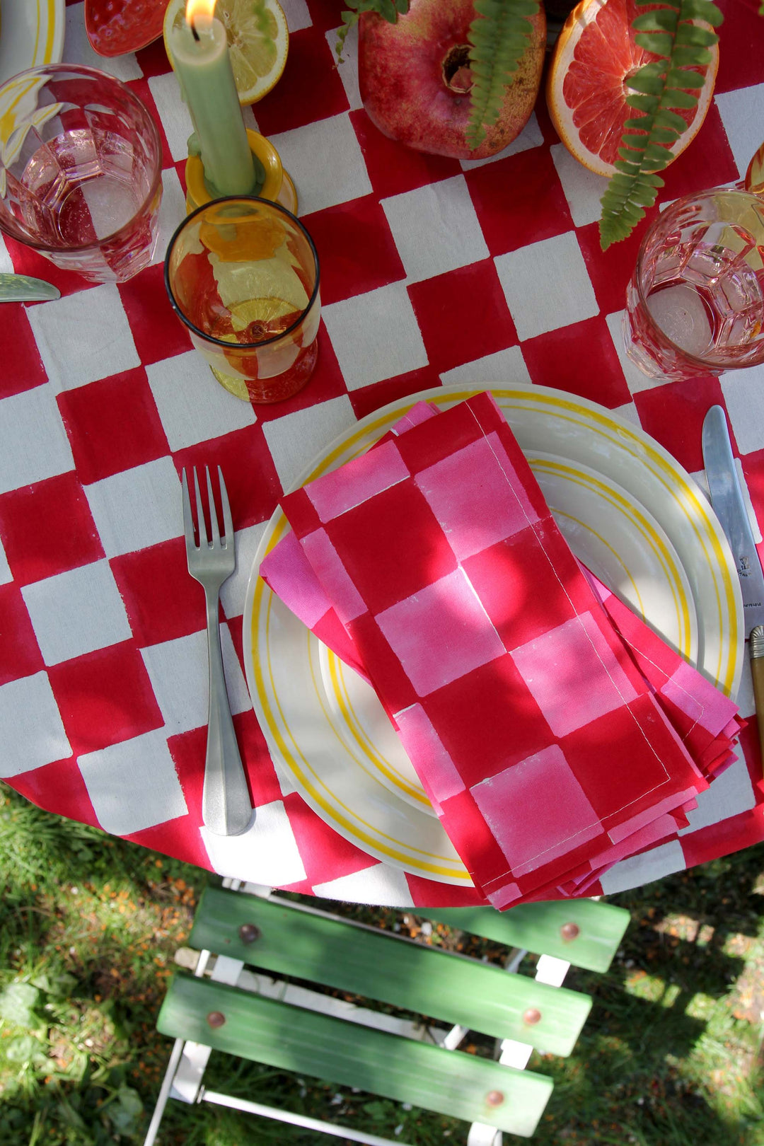 Napkins / Pink Red Checkerboard Set of 4