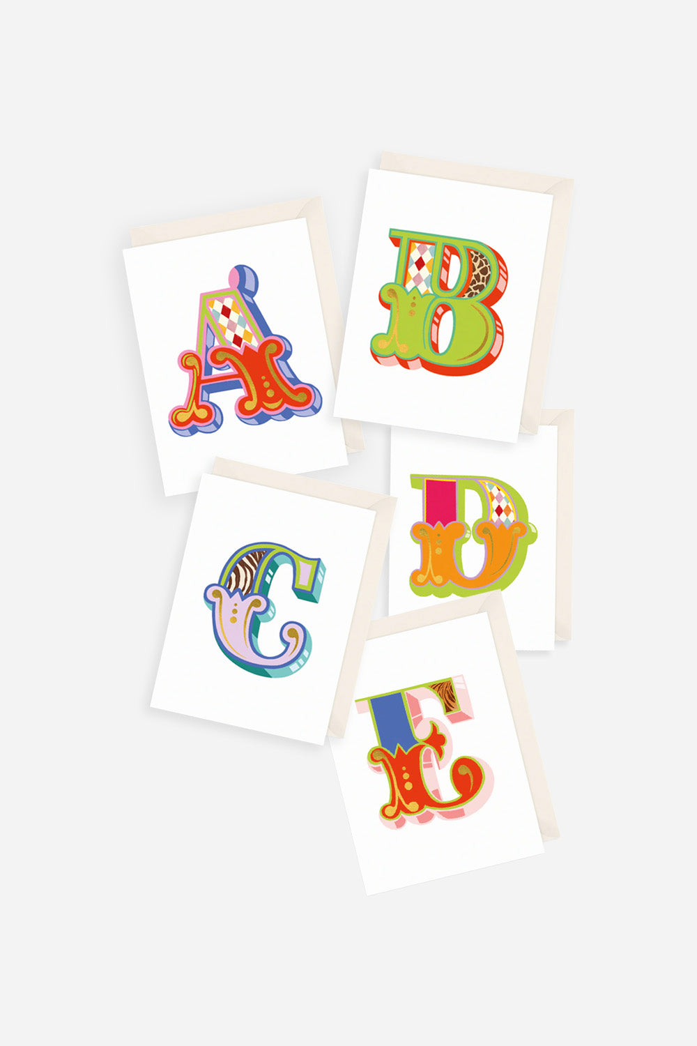 retro alphabet letter greeting cards
