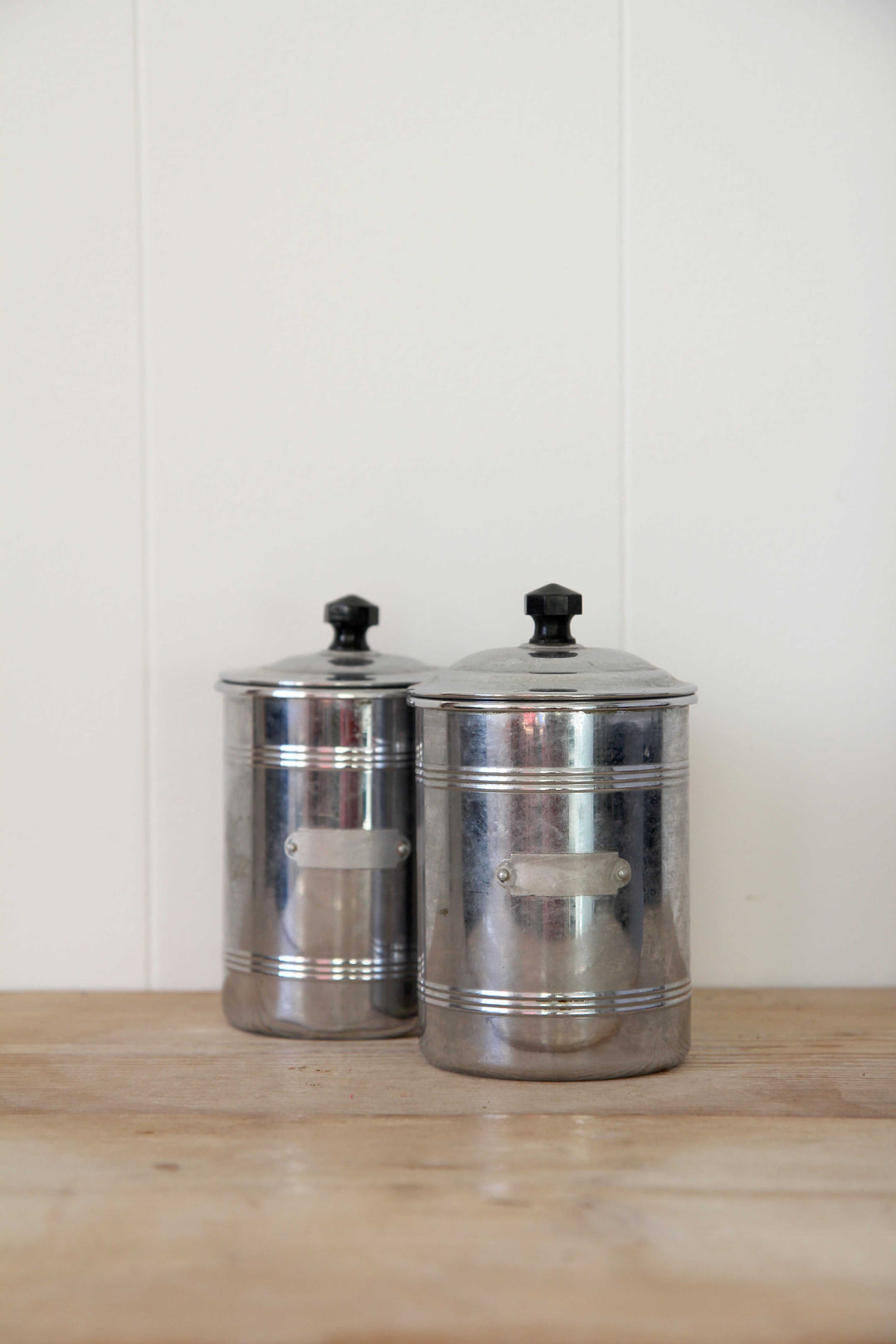 Chrome Storage Canisters / Pair