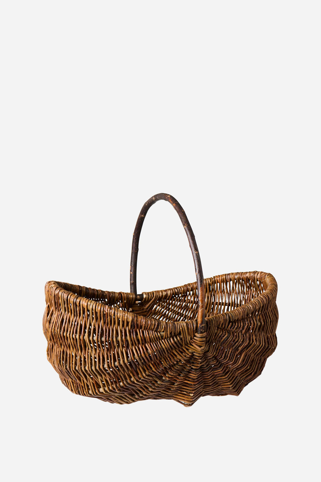 Oval Basket w/Handle Across Unpeeled Willow