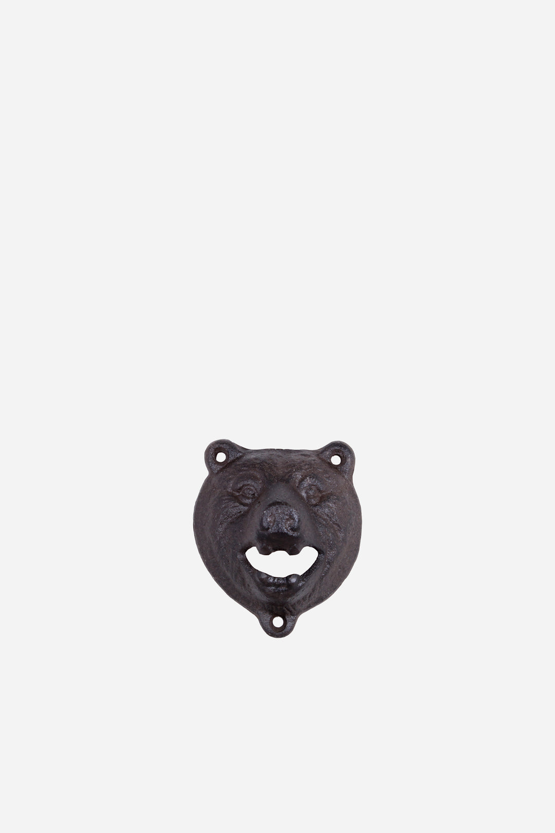 Black bear-shaped bottle opener on a white background