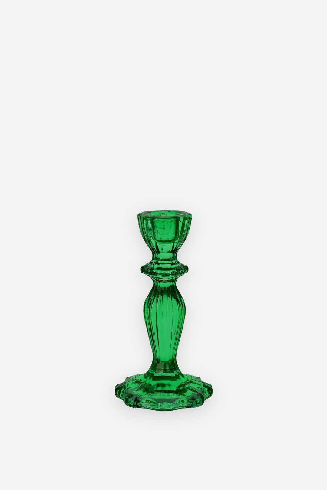 green glass candle stick