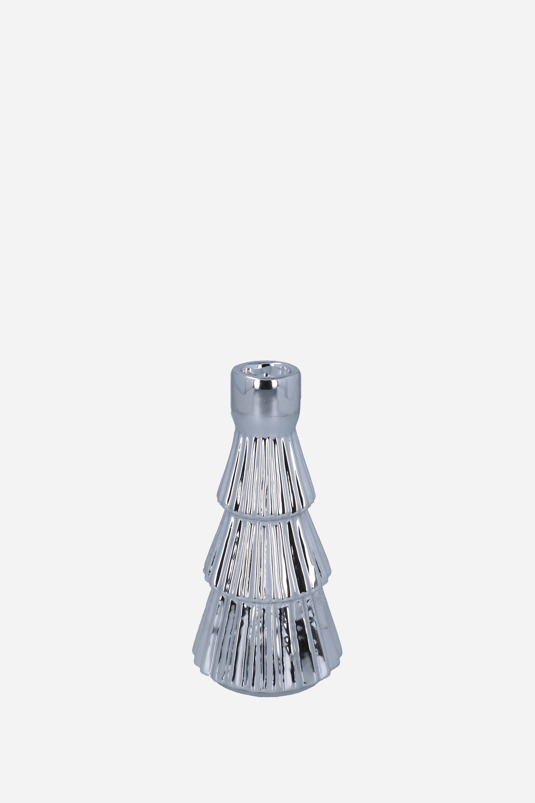 Silver Ceramic Christmas Tree Candlestick