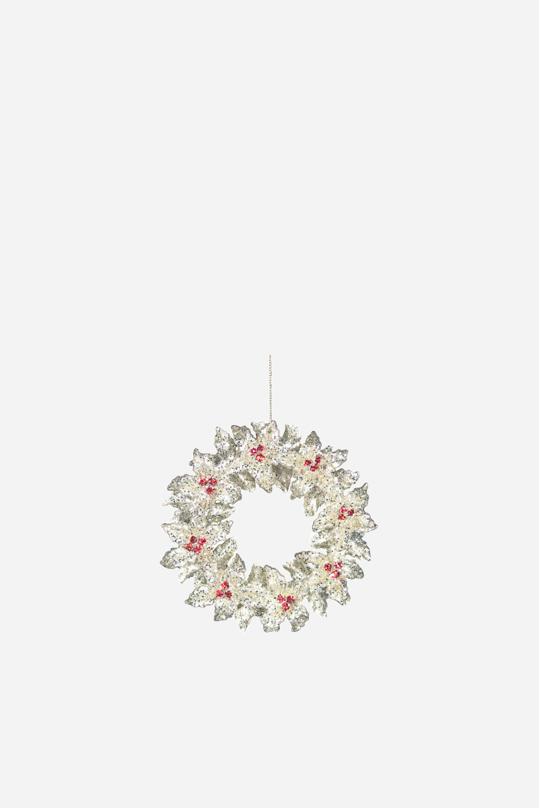 Clear Gold Red Holly Wreath Decoration