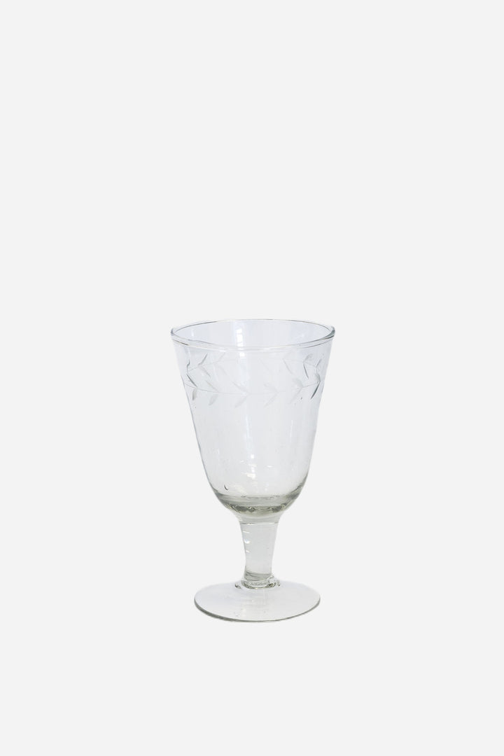 Hand Blown Cut Leaf White Wine