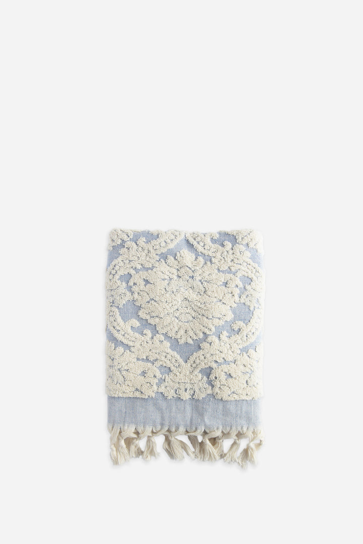 blue damask hand towel