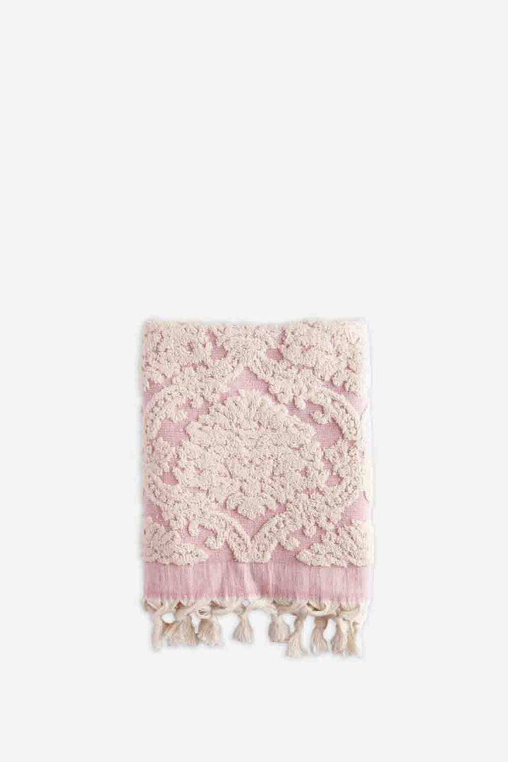 pink damask hand towel