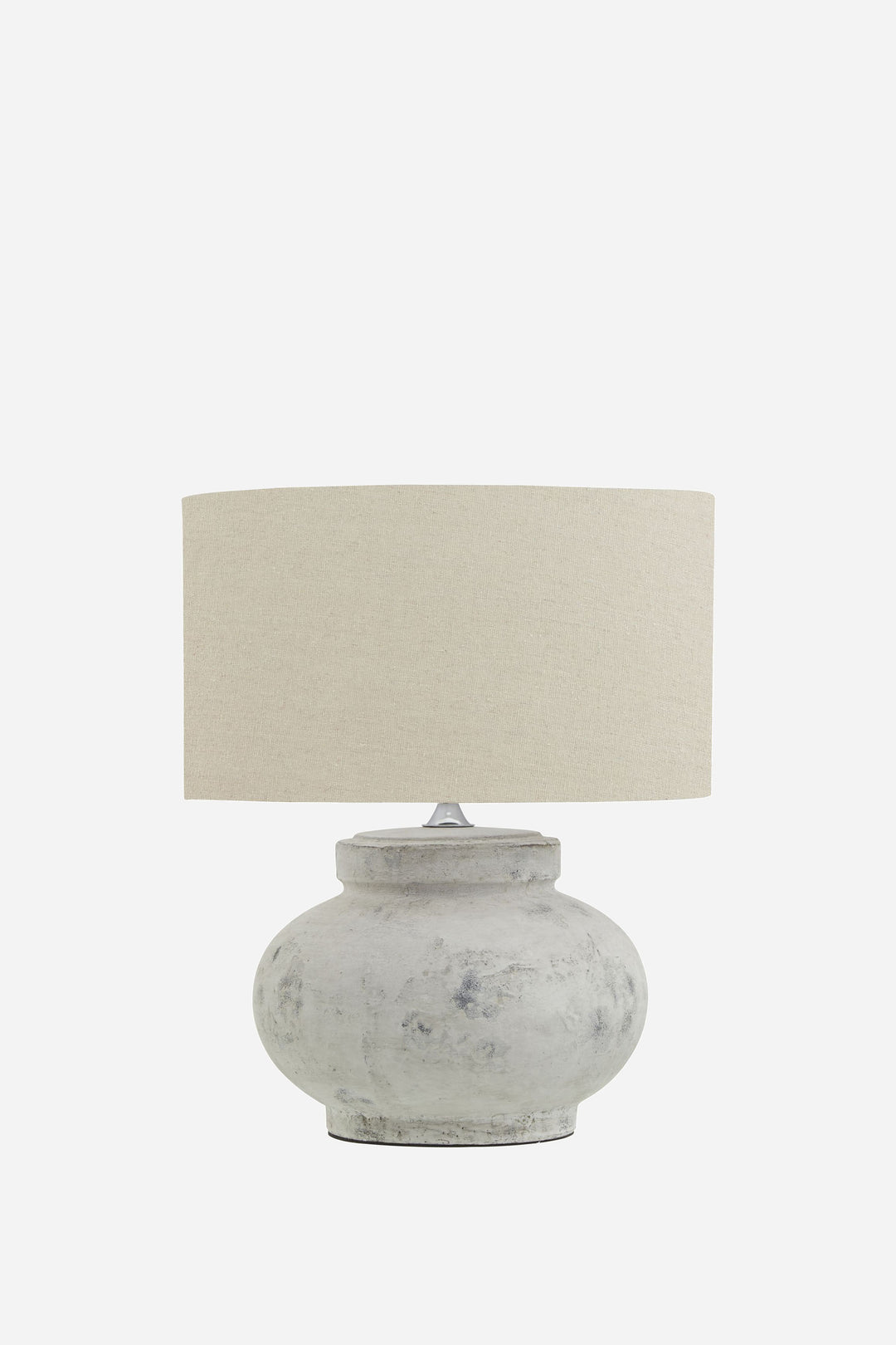 Darcy Antique White Squat Table Lamp / Linen Shade
