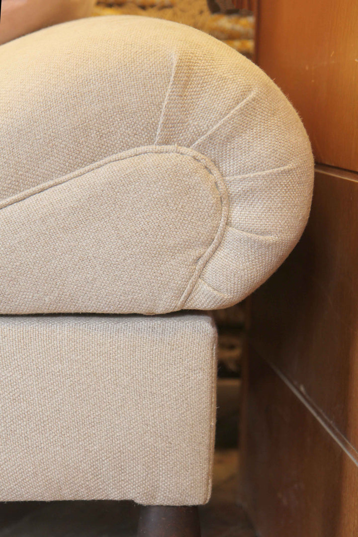 detail of cream upholstered vintage day bed pictured in nailsworth domestic science