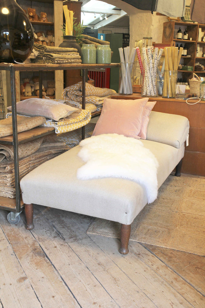 cream upholstered vintage day bed pictured in nailsworth domestic science