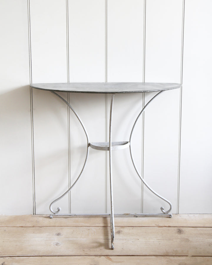 Zinc Topped Demi Lune Table