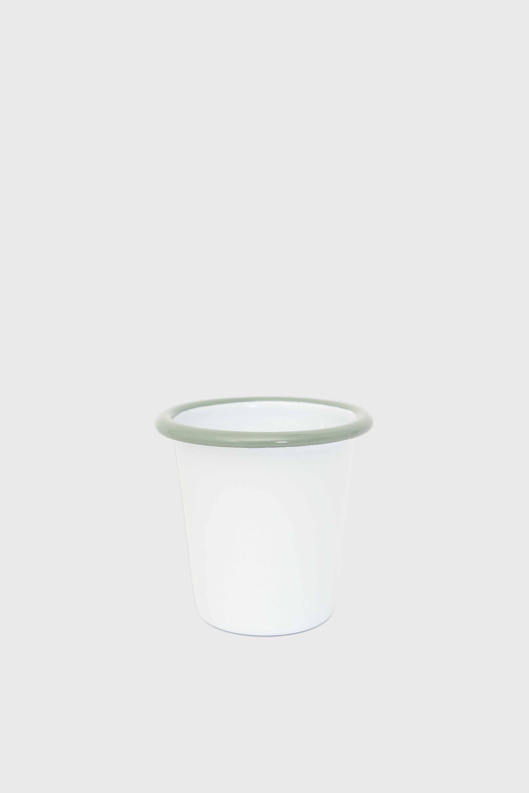 White Enamel Tumbler / Sage Rim