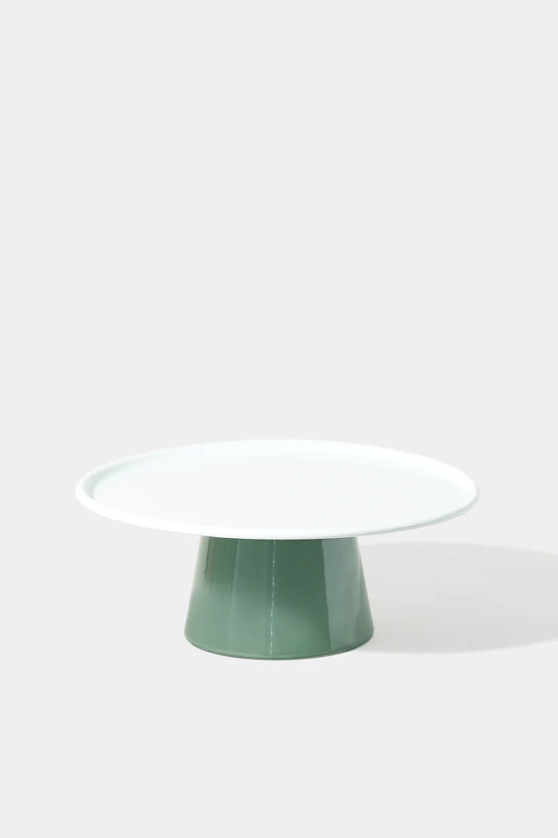 falcon enamelware Green cake stand on a white background