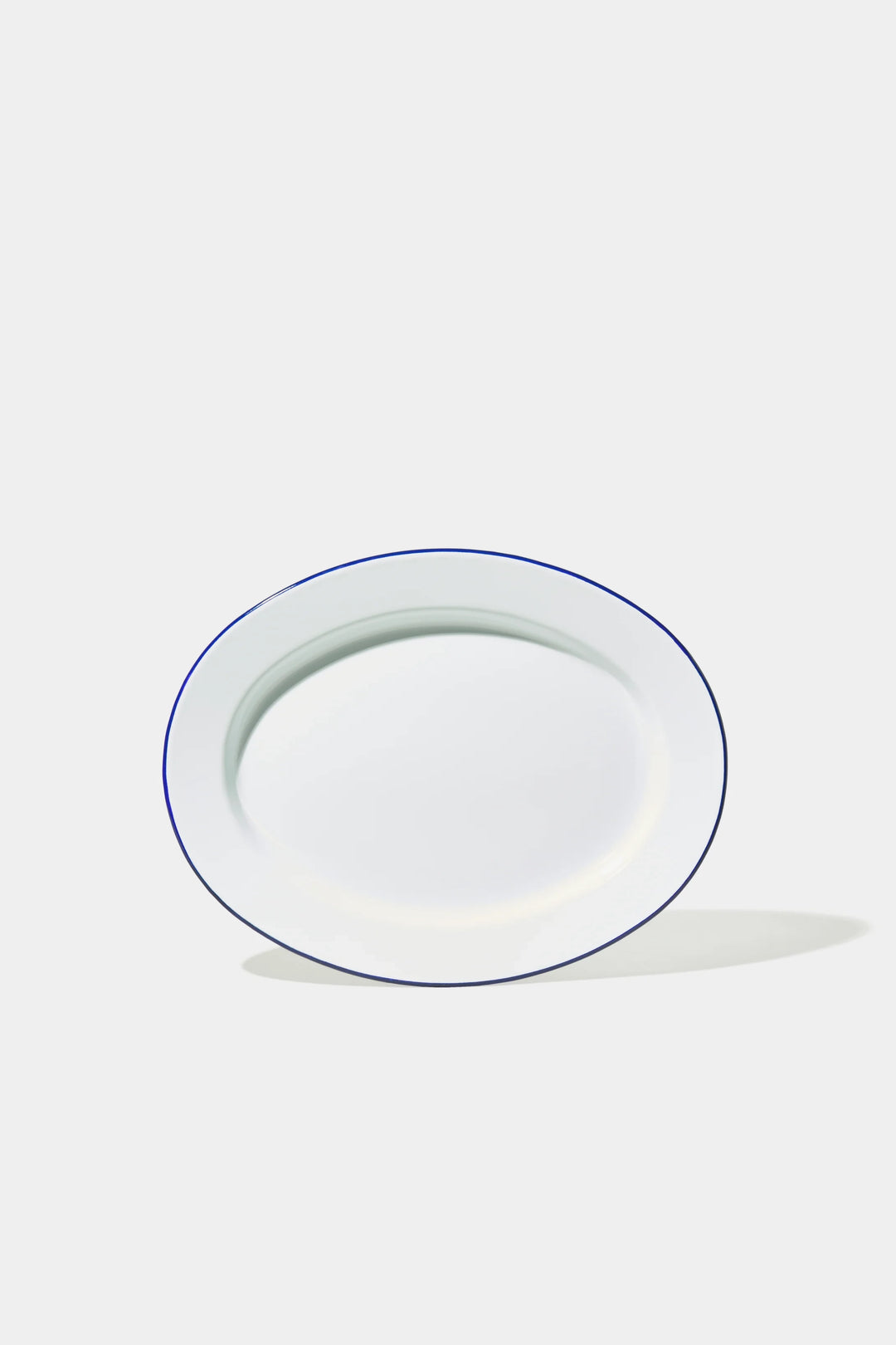 Oval Plate / White with Blue Rim
