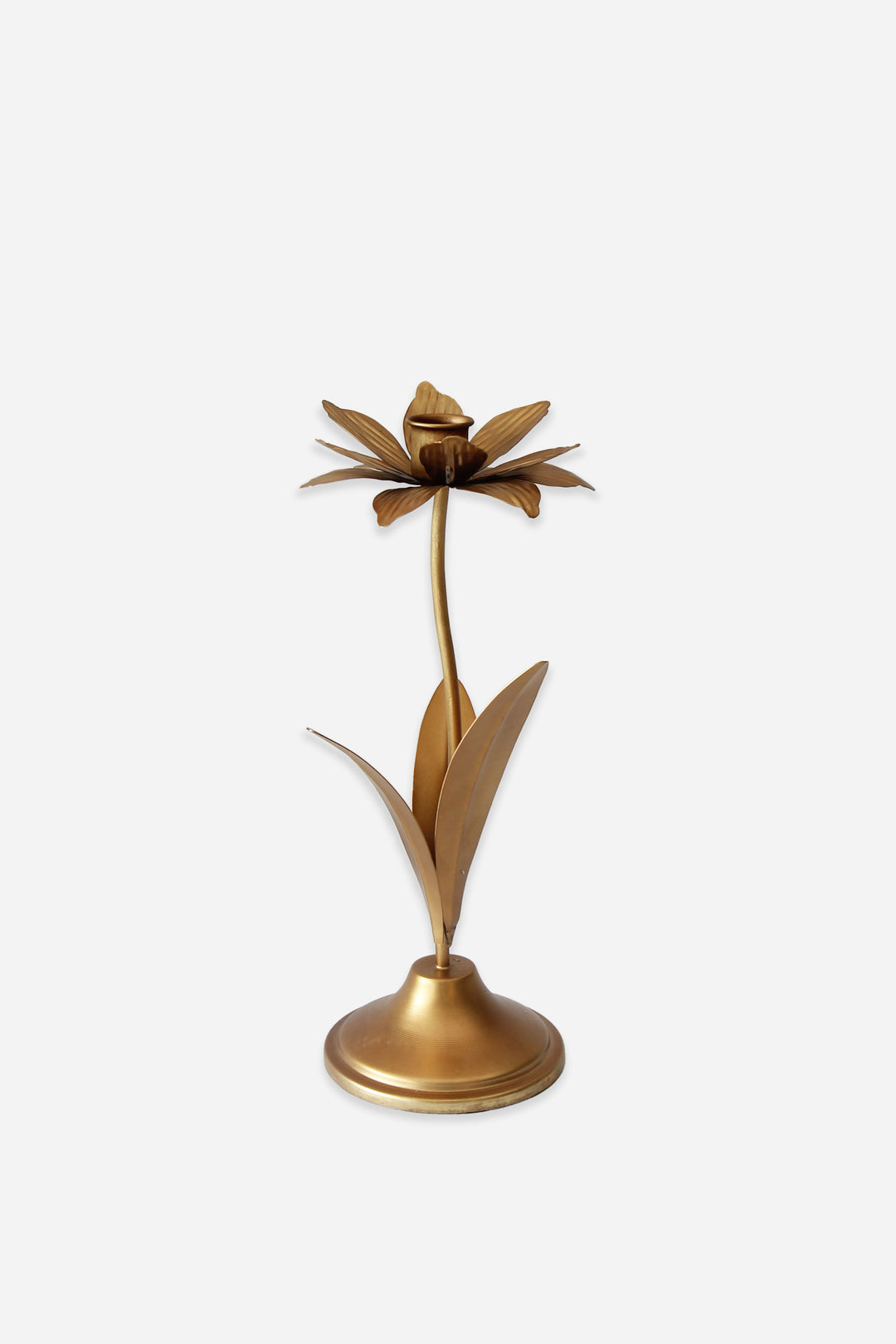 Flower Candle Holder / Gold Antique / 30cm