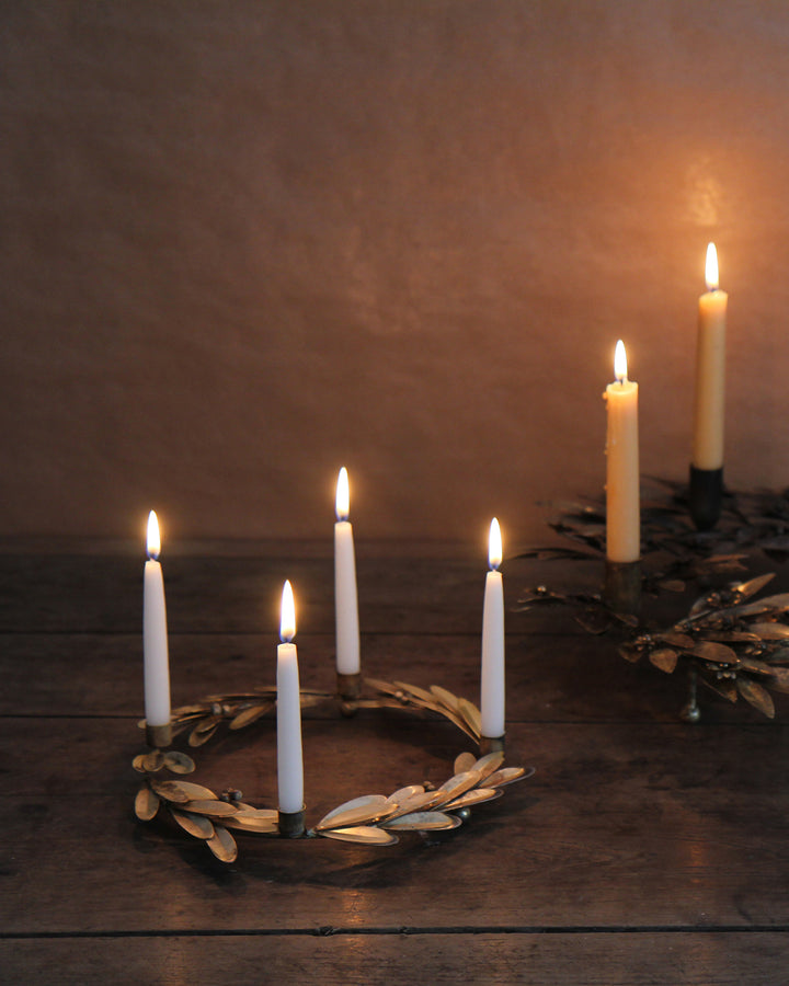 Antique Gold Olive Branch Candle Holder
