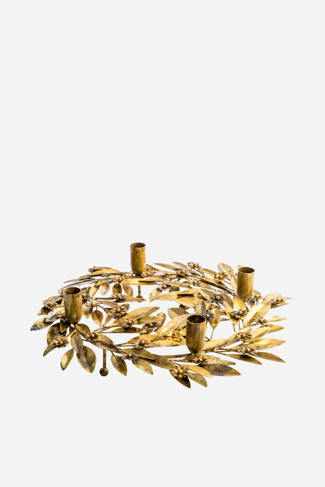 Antique Gold Wreath Candle Holder