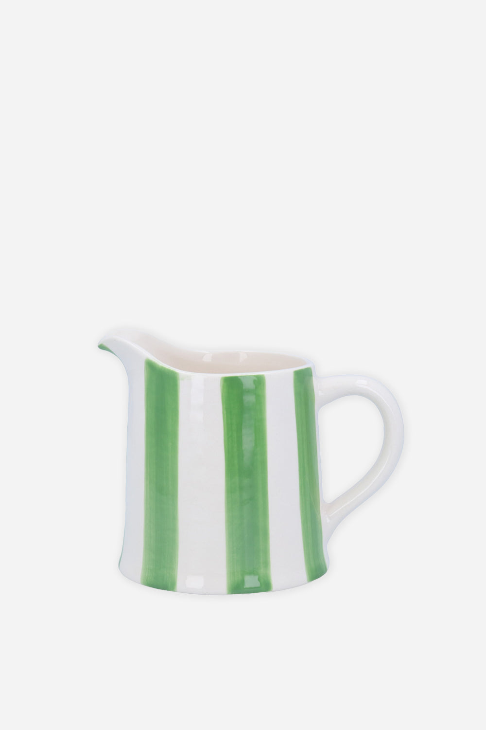 Stripe Stoneware Creamer Jug / Green