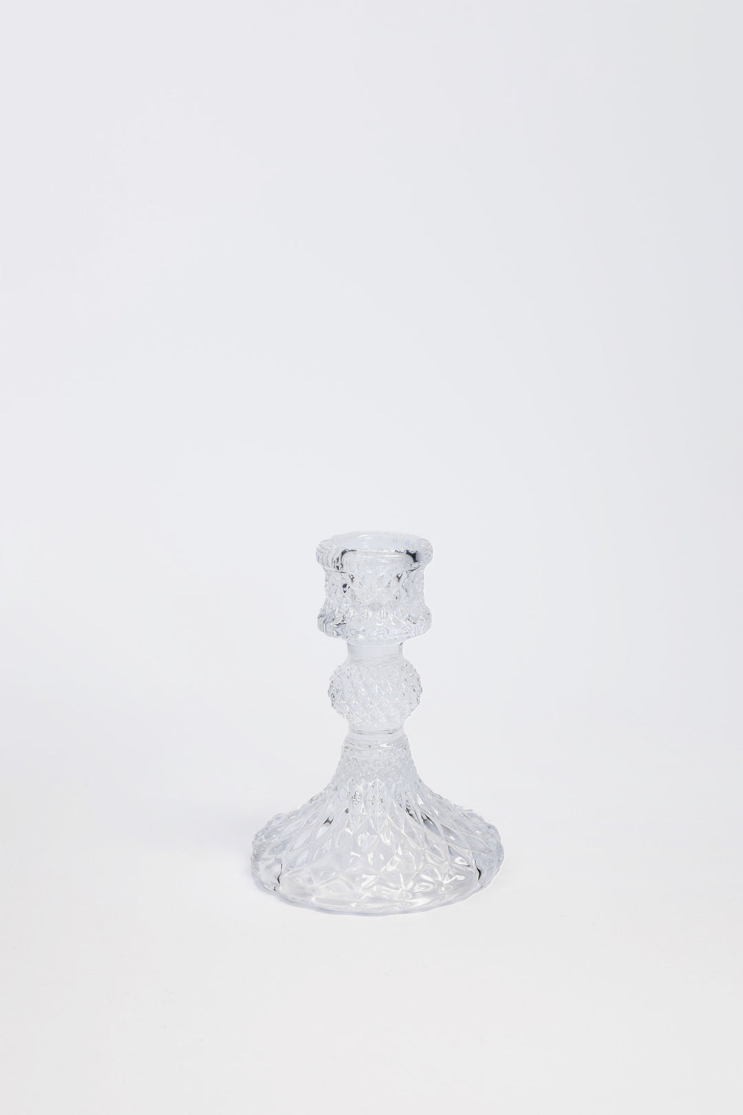 Glass Harlequin Candlestick / Clear - Domestic Science Home