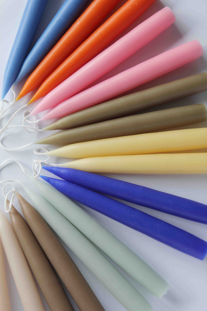 hand dipped colourful candle pair