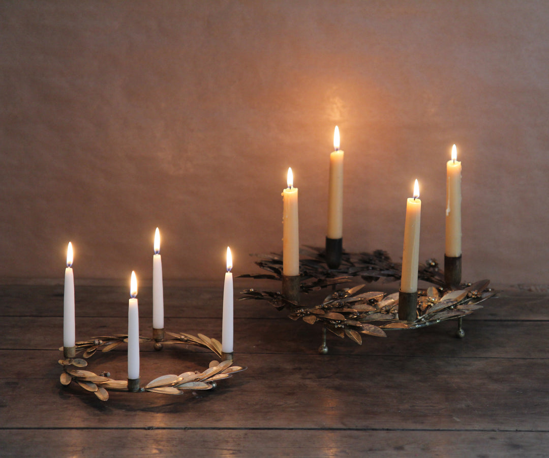 Antique Gold Wreath Candle Holder
