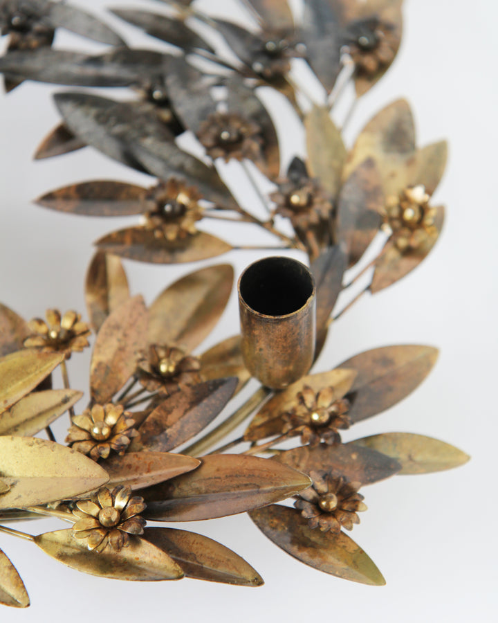 Antique Gold Wreath Candle Holder