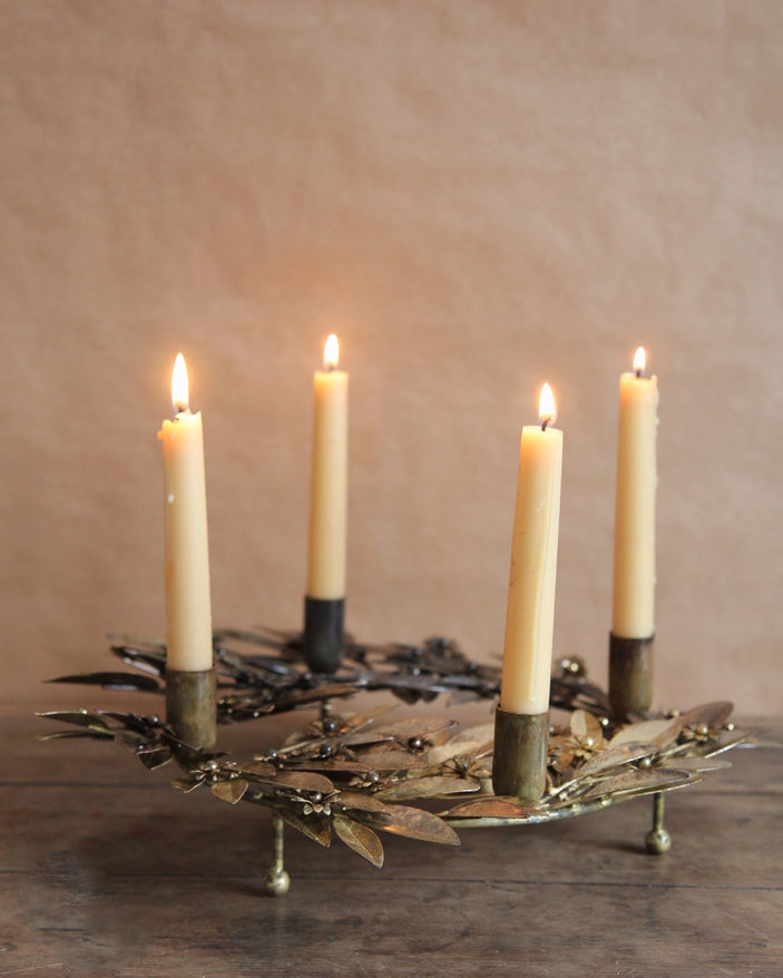 Antique Gold Wreath Candle Holder