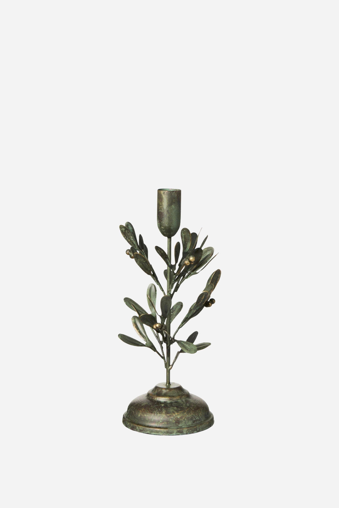 Candle Holder Dinner W/Mistletoe Leaves
