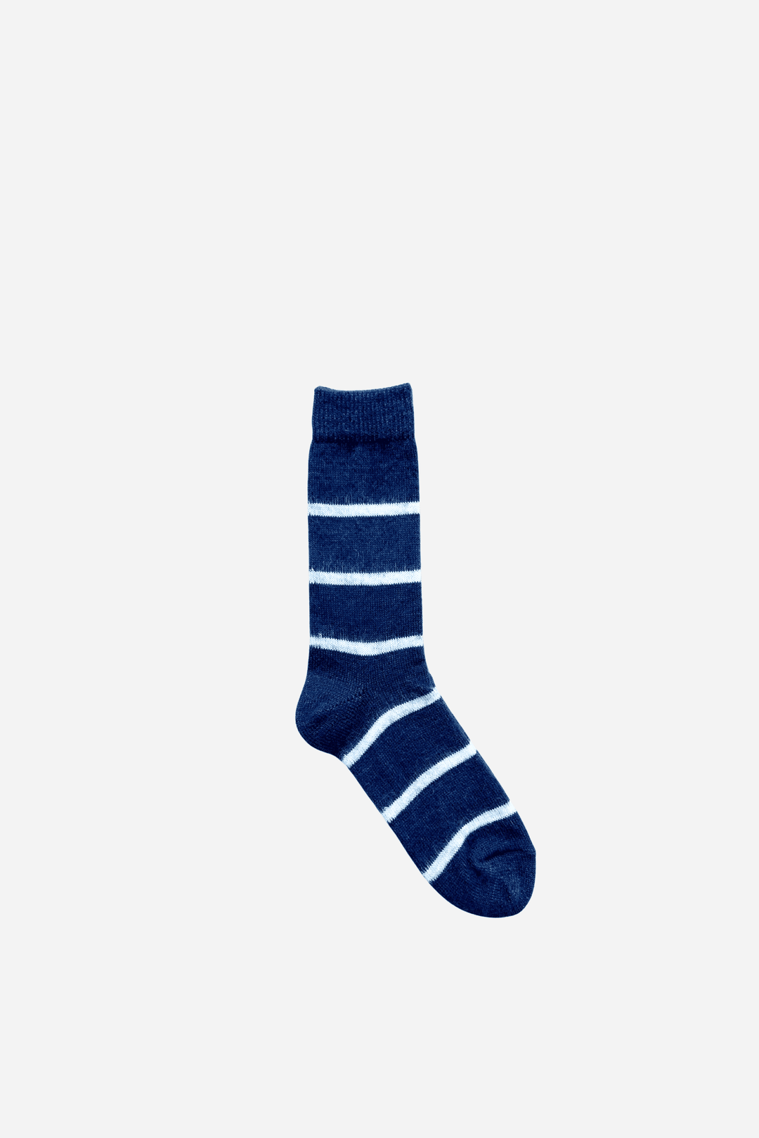 Mohair Wool Border Socks / Navy