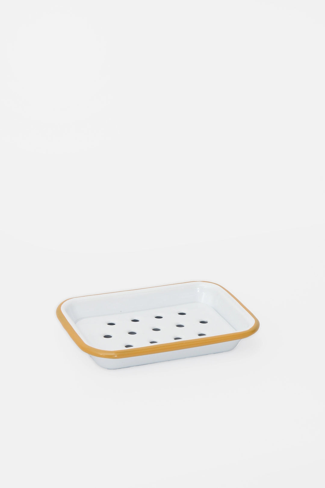 Enamelware Mustard & White Soap Dish