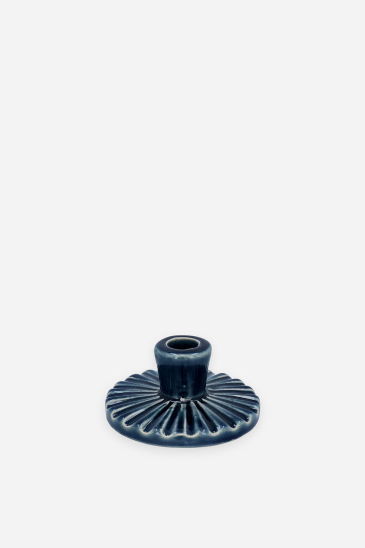 navy blue glaze candle holder