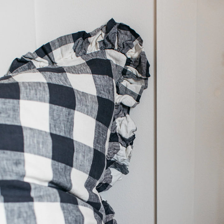 Olivia Linen Cushion / Midnight Gingham / 58x58cm