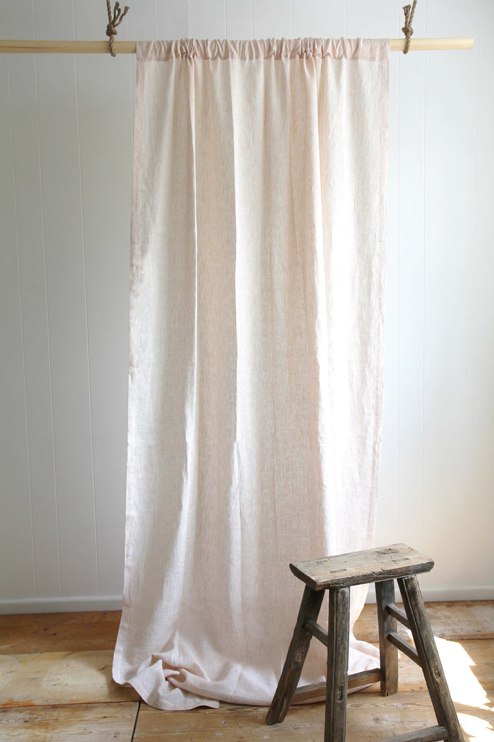 Linen Stripped Curtain / Clay & Milk