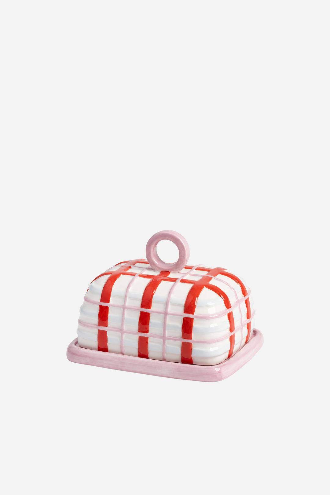 Butter Dish / Plaid Pink