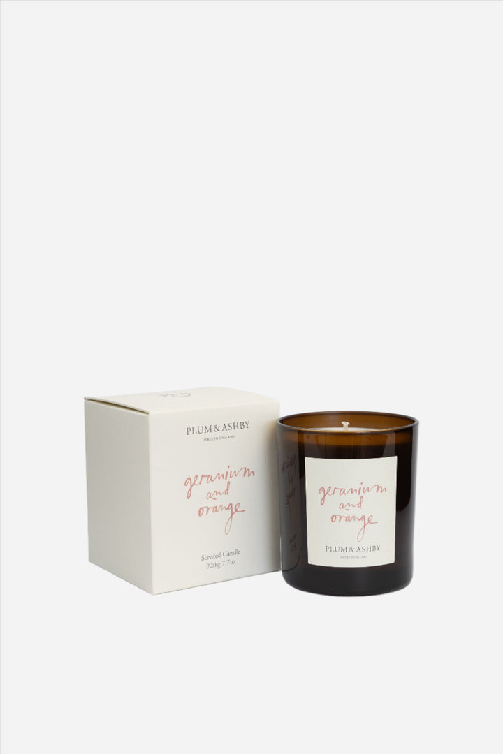 plum and ashby geranium and orange candle